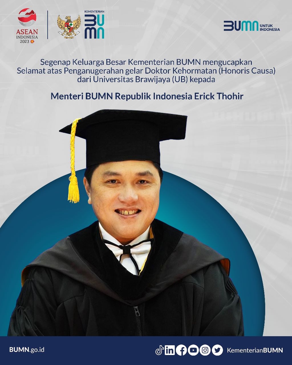 Penganugerahaan gelar Doktor Kehormatan (Honoris Causa) dari Universitas Brawijaya kepada Menteri BUMN